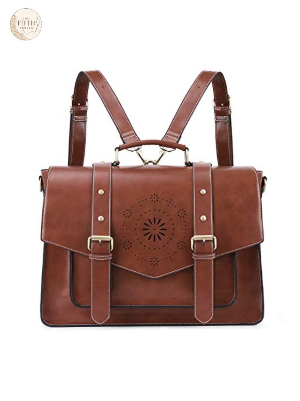 Vegan Leather Laptop Backpack Messenger Satchel Fits 15.6 Inch Briefcase